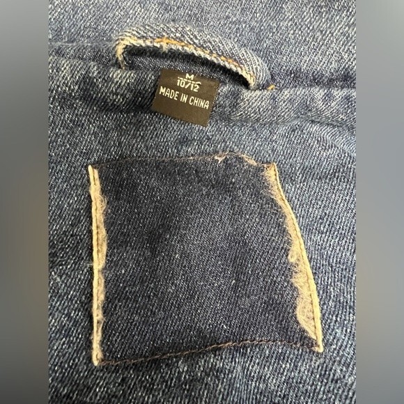 Vintage Lighthouse Jean Jacket Leather Lace up on arms sides pockets and neck. - Picture 14 of 16